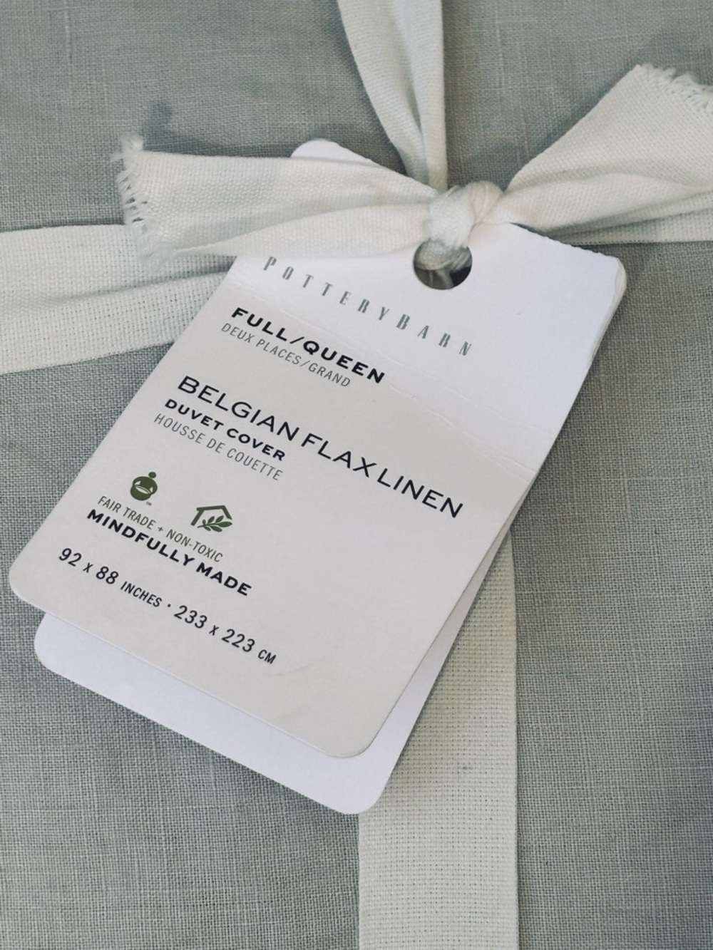 NWT Pottery Barn Belgian Flax Linen Duvet Covet Queen 92 x 88" grey/clay color - Picture 2 of 3